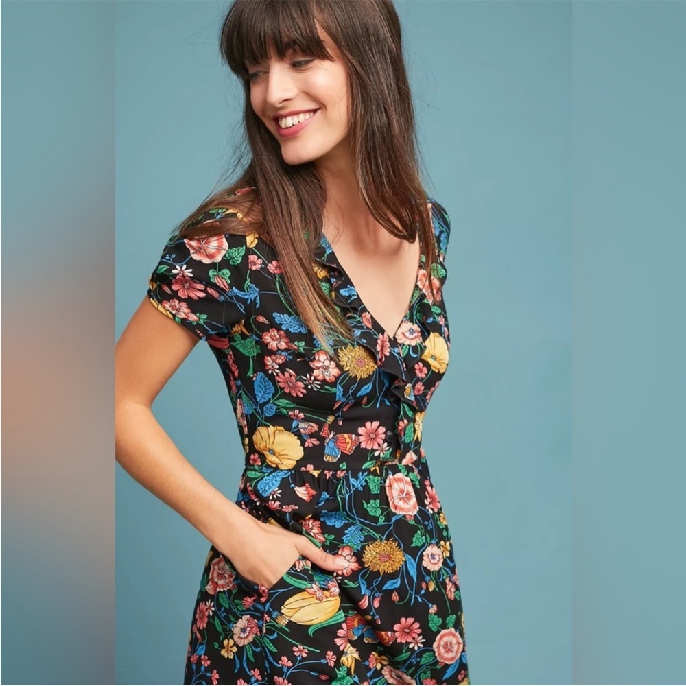 Anthropologie Maeve Bloedel Floral Butterfly Dress 6 SPRING WEDDING GUEST DRESS